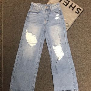 Hugh Waisted Ripped Detail Boyfriend Jeans